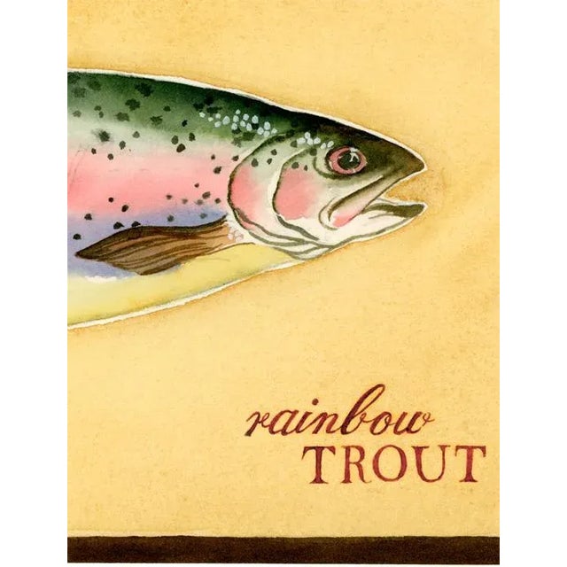 Giclee print of an original detailed watercolor painting of a Rainbow Trout. Add a vintage cabin, natural history look to...