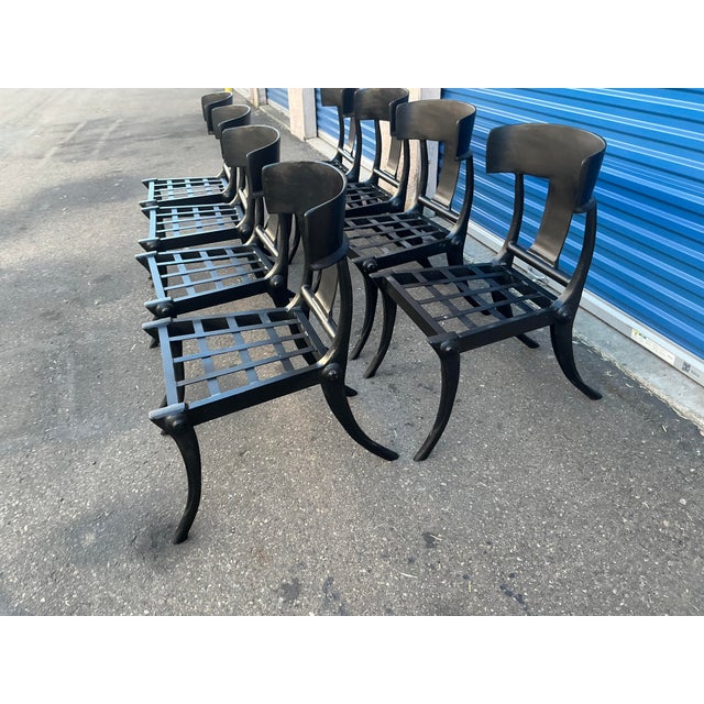 Modern Mid-Century Style Klismos Patio Dining Chairs - 8 For Sale - Image 9 of 16