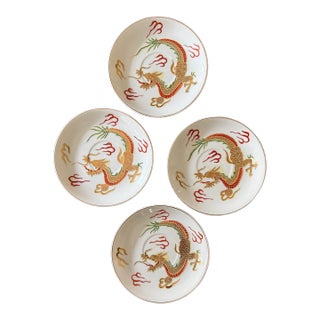 Vintage Japanese Dragonware Moriage Saucers – Set of 4 For Sale