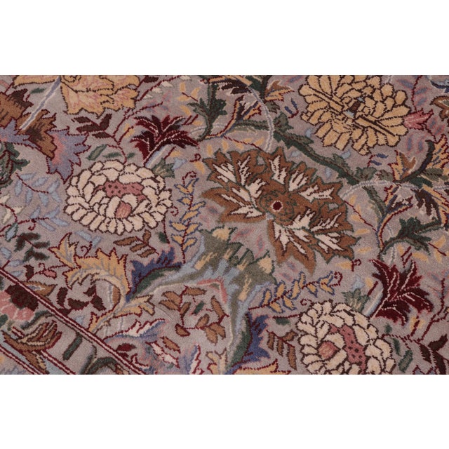 1990s Shabby Chic Floral Square 1990's Pak-Persian Gray/Gray Wool Rug - 6'0'' X 6'1'' For Sale - Image 5 of 9
