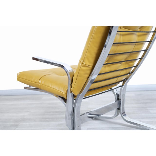 Vintage Chrome and Leather Lounge Chair and Ottoman - 2 Pieces For Sale - Image 10 of 12