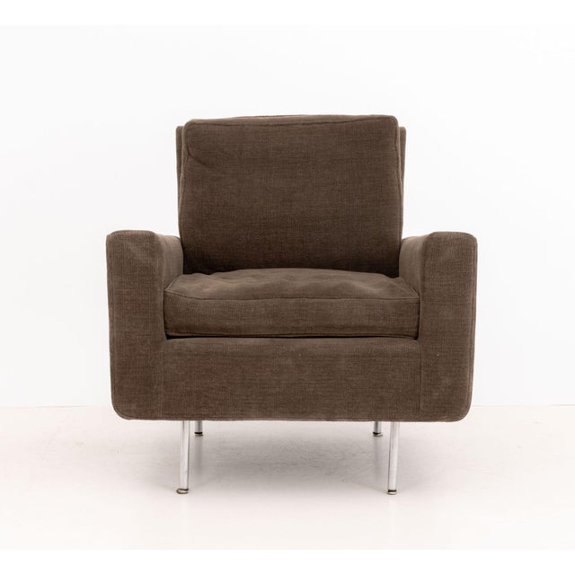 Mid-Century Modern Mid-Century Modern Chenille Upholstered Easy Chair For Sale - Image 3 of 7