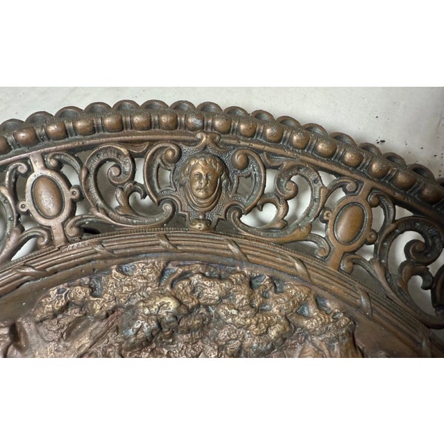 Metal Large Antique Ornate Bronze Patinated Metal Relief Wall Charger Plaque Faust For Sale - Image 7 of 9
