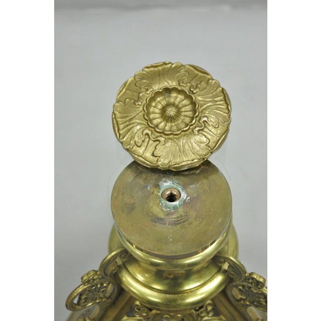 French Empire Renaissance Bronze Paw Foot Pedestal Base Round Glass Coffee Table For Sale - Image 9 of 12