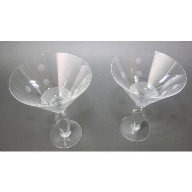 Royal Doulton Martini Crystal Etched Glasses Set of 2 Vintage Cocktail Barware For Sale - Image 12 of 12