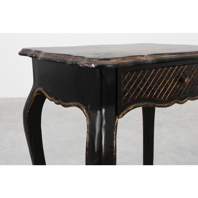 19th Century Black Wooden Side Table with Drawer, France For Sale - Image 13 of 16