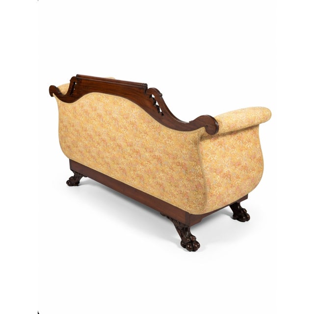 Antique American Empire Mahogany Settee With Scrolled Arms and Claw Feet For Sale In Washington DC - Image 6 of 17