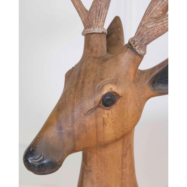 Mid 20th Century Italian 20th Century Life-Size Walnut Deer Sculpture For Sale - Image 5 of 12