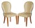 English Elm Hall Chairs with Damask Upholstery, Set of 2 For Sale