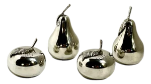 Late 20th Century Kirk Stieff Pewter Fruit-Form Salt & Pepper Shakers – Pear & Apple Design - Set of 4