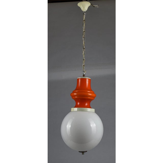 1960s Glass and White Metal Ceiling Lamp from Stilux Milano, 1960s For Sale - Image 5 of 8