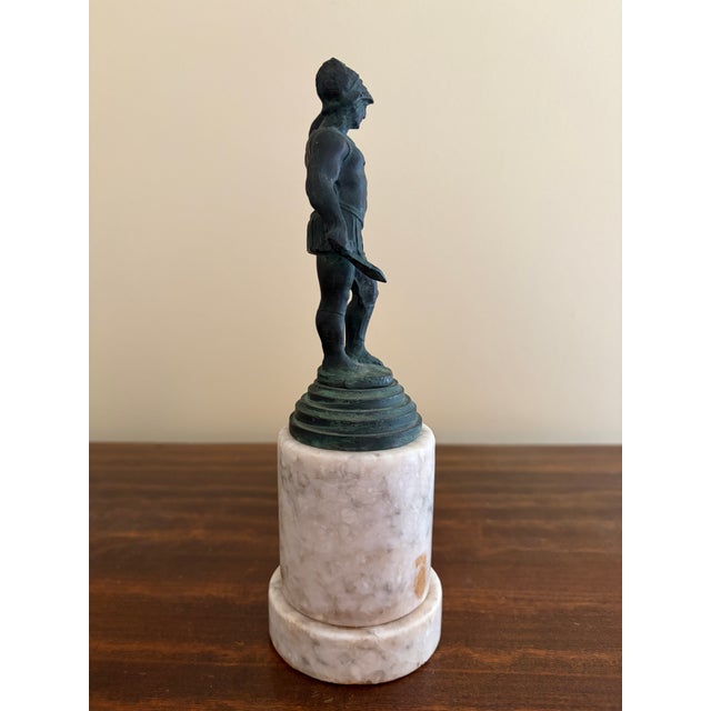 Brass Grand Tour Style Classical Figure in Brass on Marble Base, Neoclassical Sculpture For Sale - Image 8 of 9