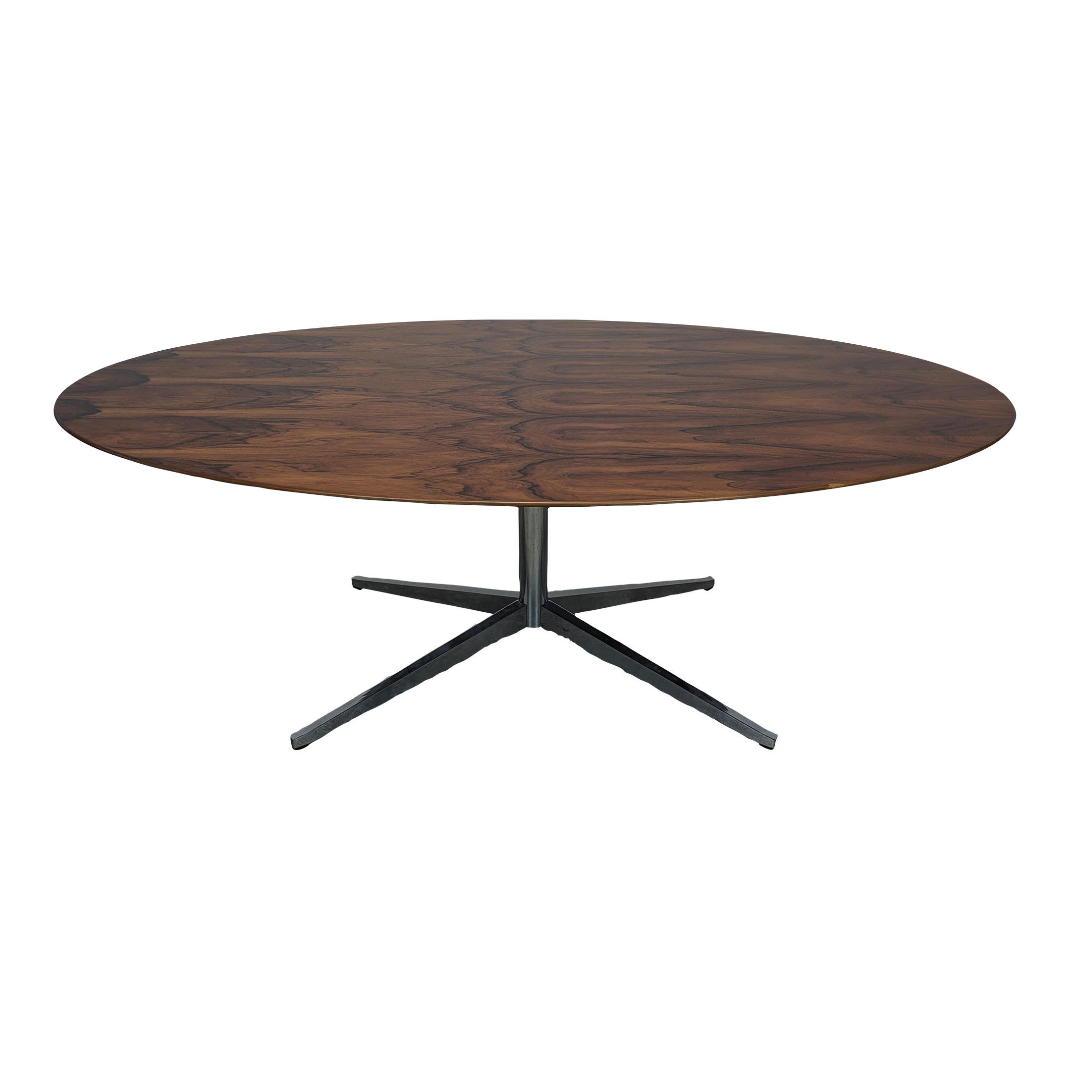 1960s Mid Century Rosewood & Chrome Oval Dining/Conference Table
