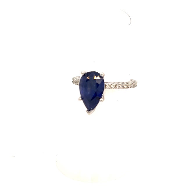 2010s Sapphire Diamond Ring Size 6.5 14k Gold 3.31 TCW Certified For Sale - Image 5 of 11