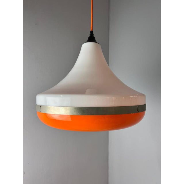 Orange White and Orange Plastic Pendant, Denmark For Sale - Image 8 of 11