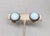Napier Vintage 1950s Signed Napier Round Goldtone Faux-Moonstone Clip Earrings- 2 Pieces For Sale - Image 4 of 7
