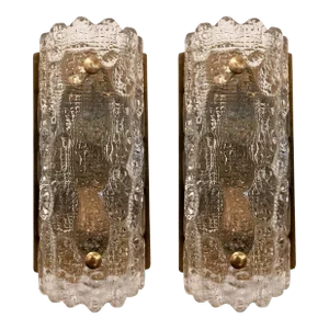 Pair of Orrefors Fagerlund Swedish Glass, 1950s Wall Lights