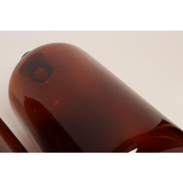 Glass Set of Three Vintage Amber Glass Apothecary Bottles by Owens Illinois Glass Co. For Sale - Image 7 of 18