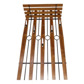 Large Mid-Century Modern Wardrobe with Hat Shelf in Teak and Black Metal, 1960s For Sale