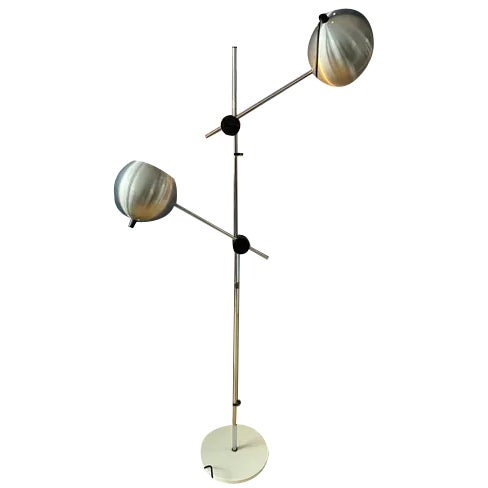 Mid-Century Silver Swing Arm Eyeball Floor Lamp For Sale
