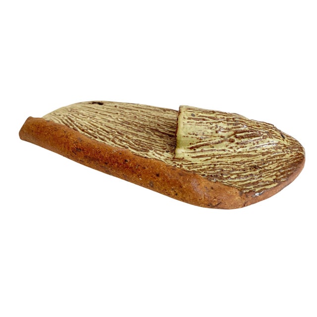 Artisan Organic Wall Pocket: Brown Green Ceramic Bud Vase For Sale - Image 4 of 7