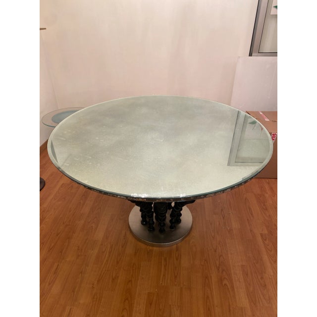 Murano 1980s Italian Venetian Black "Rezzonico" and Silver Murano Glass Style Big Table For Sale - Image 4 of 12