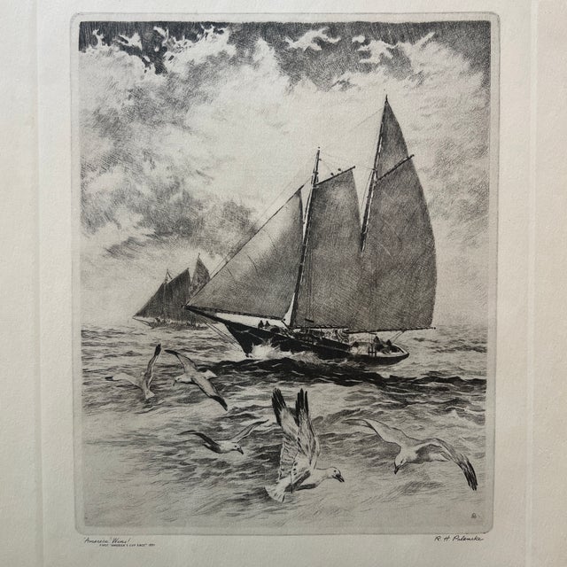Etching by Rh Palenske “America Wins!” First “America’s Cup Race” 1851 For Sale - Image 12 of 12