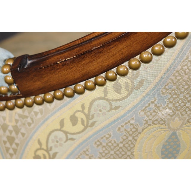 Cream French Louis XVI Bergere Chair in Walnut by Rudolph & Hein of New York For Sale - Image 8 of 11