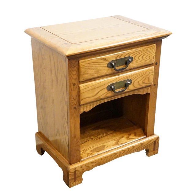 Link Taylor Countryside Collection Solid Oak Early American Rustic 21" Open Cabinet Nightstand 6613 For Sale - Image 4 of 14