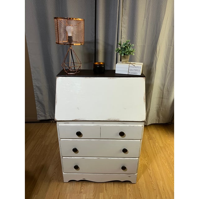 Mid-20th Century Refinished Drop-Front Secretary Desk For Sale - Image 9 of 10