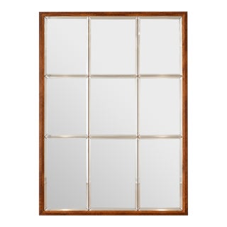 1990s Large Walnut With Gold Accent Beveled Glass Mirror For Sale