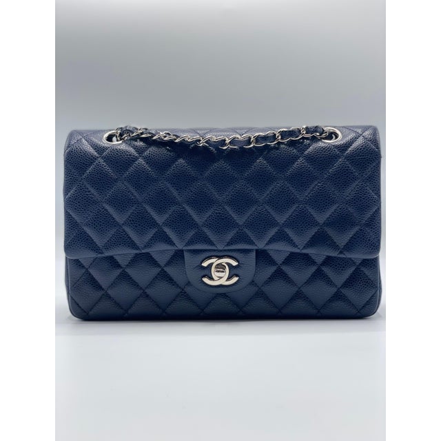 Chanel Classic Double Flap Bag Quilted Caviar Navy For Sale In New York - Image 6 of 9