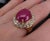 Vintage 16.31ct Ruby & 1.42ct Diamond 18k Yellow Gold Ring Size 7 For Sale - Image 12 of 18