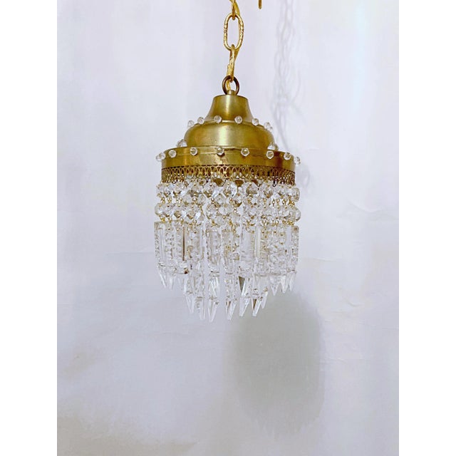 Metal Vintage Italian Brass Upside Down Layered Cake Chandelier For Sale - Image 7 of 7