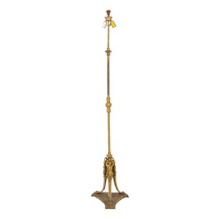 French Empire Style Gilt Metal Floor Lamp For Sale