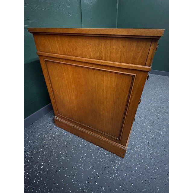 Brown Vintage 1960’s Drexel Triune Tooled Leather Top Desk For Sale - Image 8 of 10