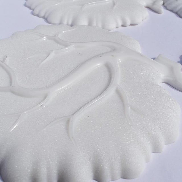 Hazel-Atlas White Milk Glass Cabbage Dessert Plates or Trays - Set of 5 For Sale - Image 4 of 6