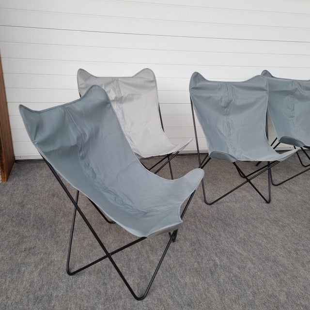 Metal Butterfly Armchairs attributed to Jorge Hardoy-Ferrari for Knoll, 1960, Set of 5 For Sale - Image 7 of 18