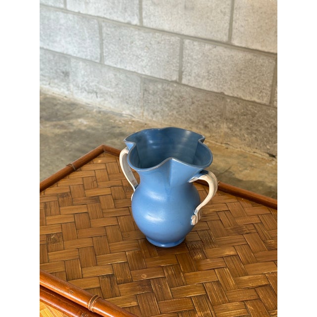Gabriel Burmeister Handled Blue and White Earthenware Vase, Sweden, 1930s For Sale - Image 4 of 10
