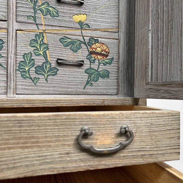 Vintage Tansu Storage Cabinet with Floral Decor, 1960s For Sale - Image 9 of 18