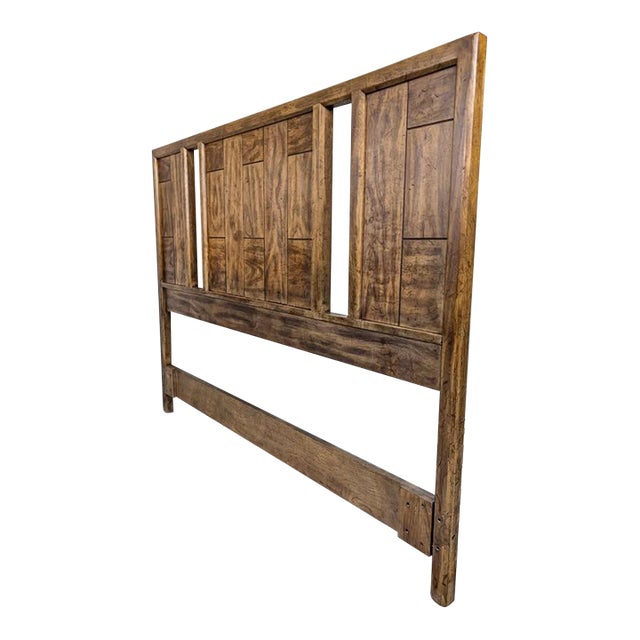 1970s MCM Drexel Woodbriar Queen Size Headboard For Sale