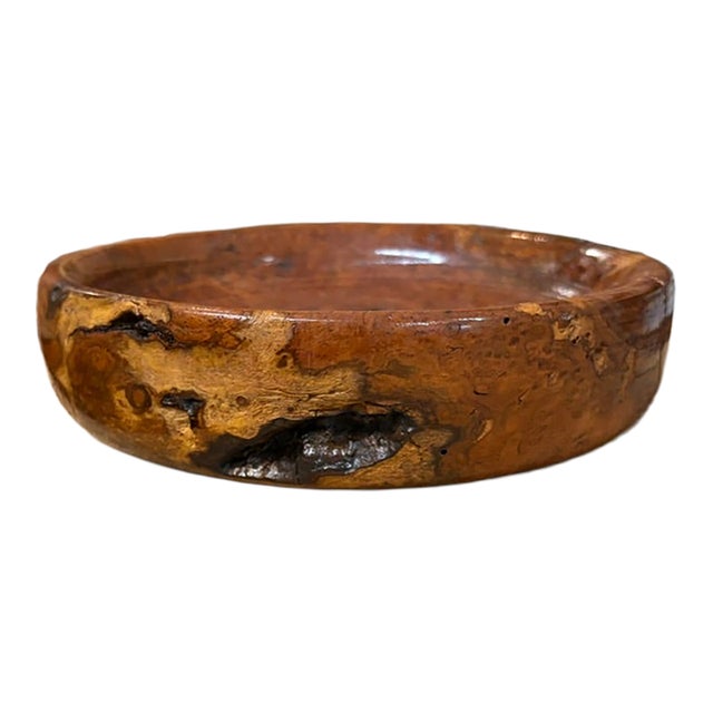 Mid 20th Century Hand Carved Burl Wood Bowl For Sale