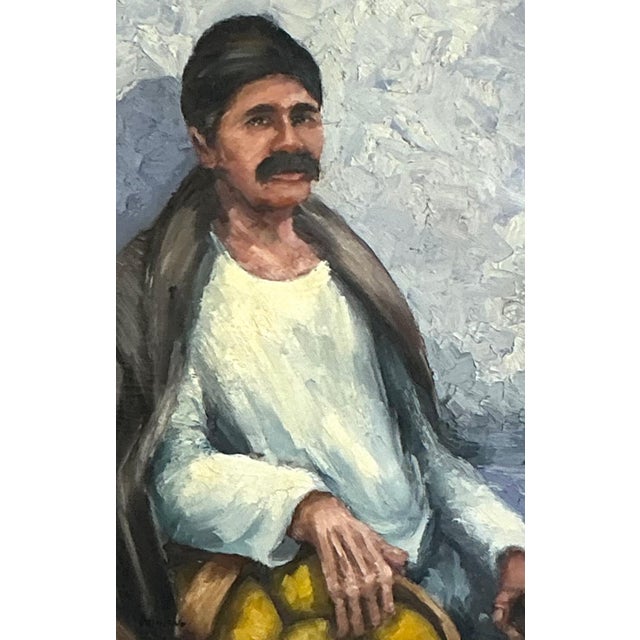 This evocative mid-century portrait is a masterful display of Expressionist technique, characterized by a bold impasto...
