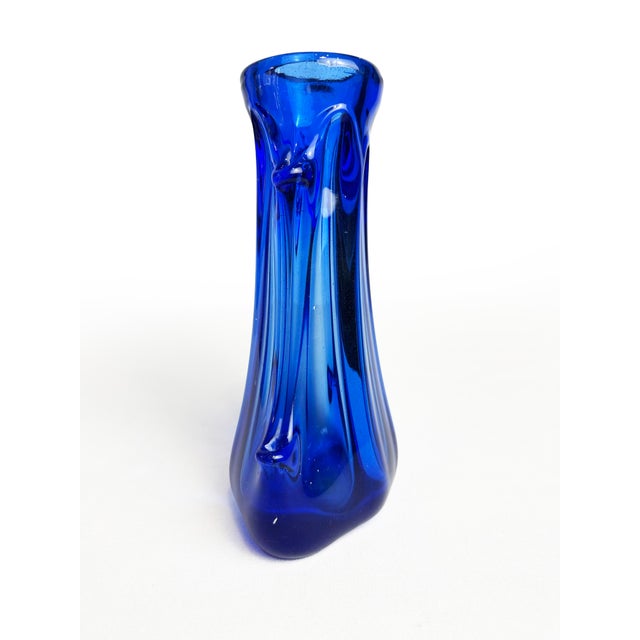 Italian Hand-Blown Cobalt Blue Murano Art Glass Vase, 1960 For Sale - Image 9 of 13
