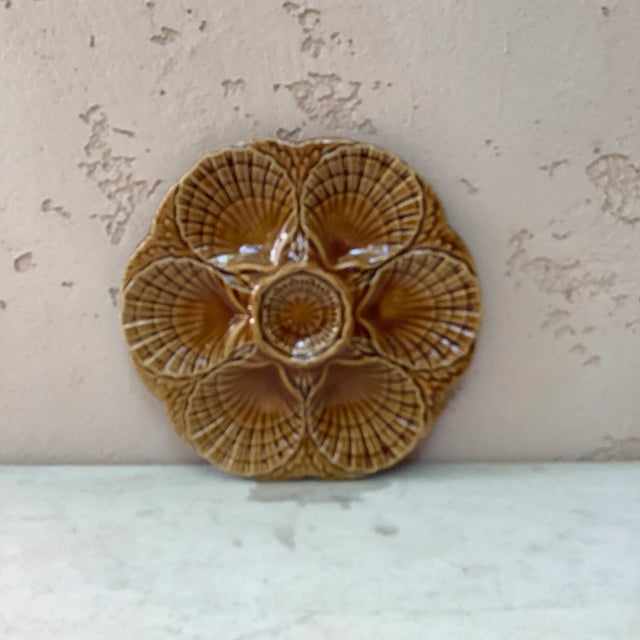 French 1950 Sarreguemines Majolica Oyster Plate For Sale - Image 3 of 11