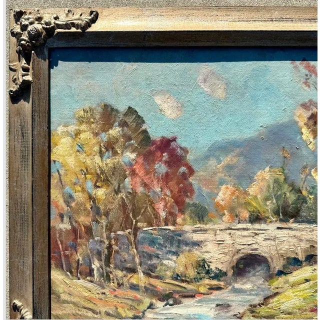 Realism 1960s Derk Smit (1889–1985) – Original Oil Landscape Painting Bridge Over Stream For Sale - Image 3 of 12