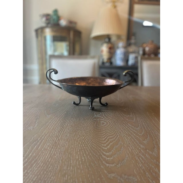 Antique Copper and Brass Dish Bowl Footed Tripod For Sale - Image 9 of 9