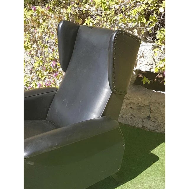 Black Eco-Leather Reclining Armchair, 1970s For Sale - Image 8 of 12
