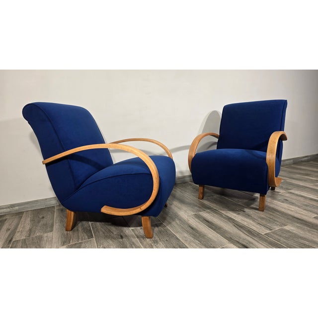 Mid-Century Modern Lounge Chairs from Jindrich Halabala, 1940s, Set of 2 For Sale - Image 3 of 15