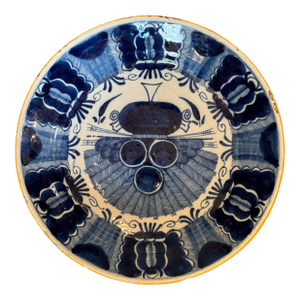 18th Century Delft Charger With Deep Peacock Pattern